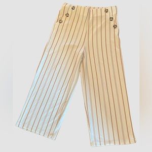 Derek Heart | Cream & Yellow Stripe Button-Accent High-Waist Sailor Pants